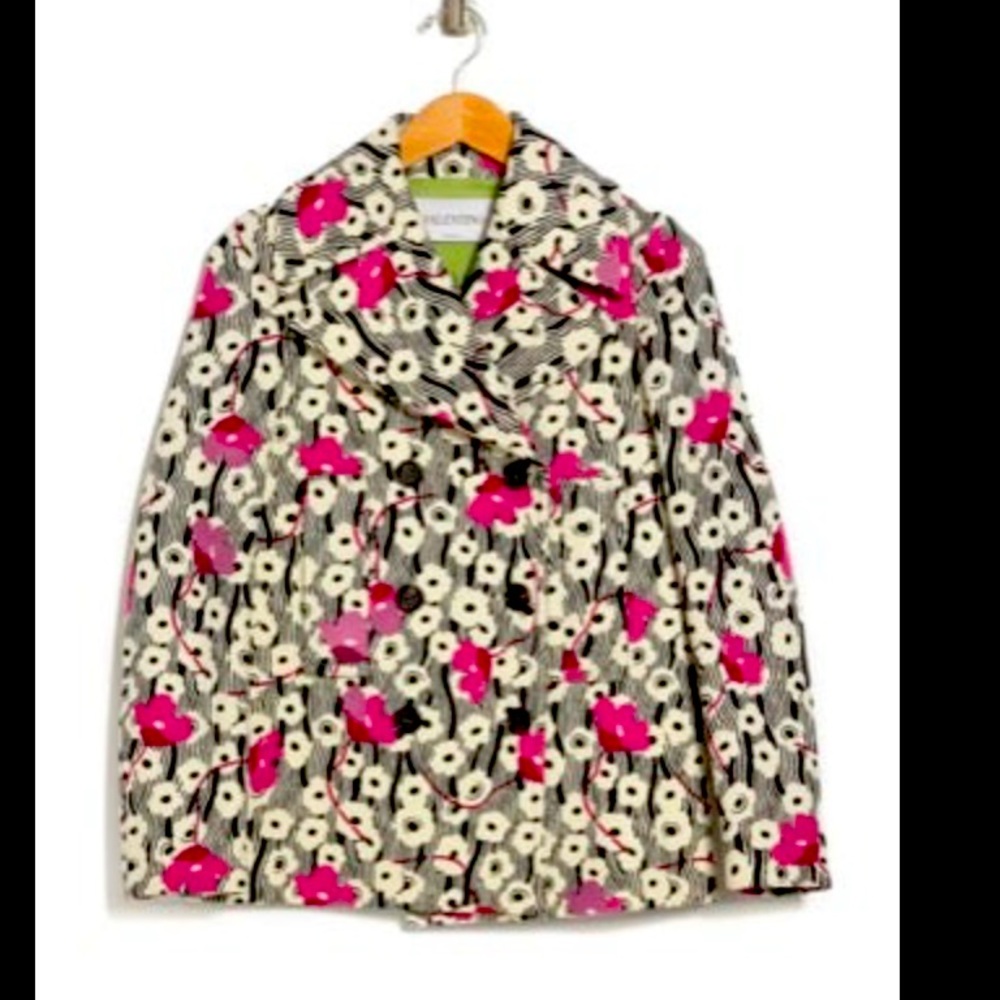 VALENTINO Caban Printed Wool Blend Blazer Jacket